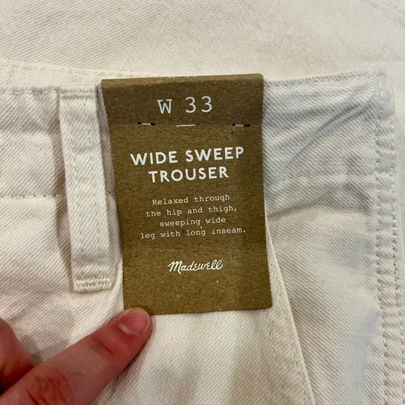 NWT Madewell Wide Sweep Trousers Minimalist Wide Leg Cream Denim Jeans 33 FLAW - Picture 4 of 15